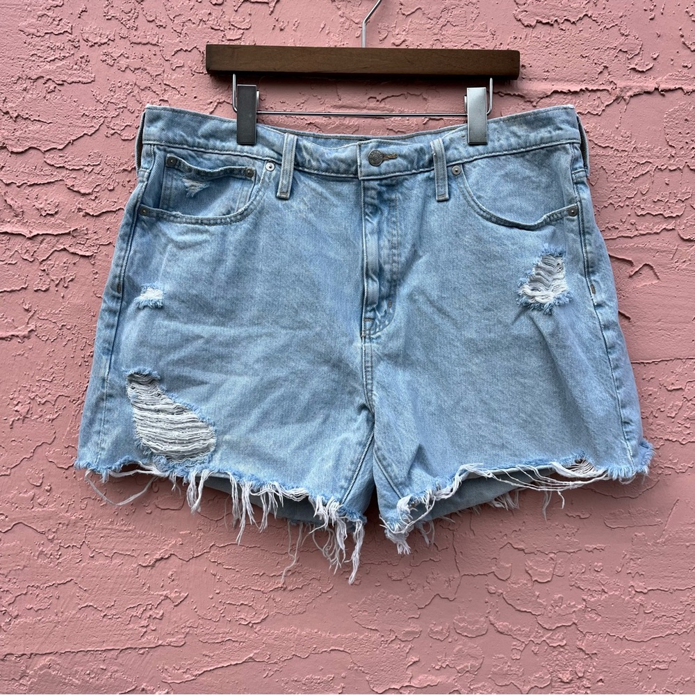 Madewell Denim Shorts Relaxed Mid-length Cotton Distressed Women’s Size …
